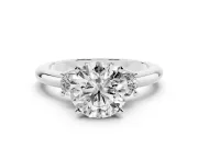 Round Three Stone Engagement Ring Setting | Round Side Stones | Platinum