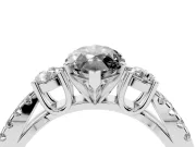 Fancy Black Marquise Cut Diamond Three-Stone Ring Set in White gold with Pavé Split Shank and Prong Setting
