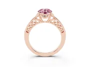 Round Floral Pavé Engagement Ring Setting for a Fancy Pink Lab-Grown Diamond | Rose Gold