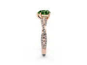 Fancy Green Heart Cut Diamond Solitaire Engagement Ring Set in Rose gold with Twisted Pavé Band and Prong Setting
