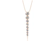 Round Lab-Grown Diamond Graduated Bezel Drop Necklace | Tapered Spike Tip | Rose Gold