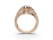 Asscher Cut Vintage Bezel Engagement Ring Setting | Beaded Paisley Shoulders | Rose Gold