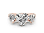 Heart-Shaped Three Stone Engagement Ring Setting | Braided Band | Rose Gold