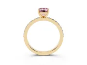 Emerald Cut Pavé Solitaire Engagement Ring Setting for a Fancy Pink Lab-Grown Diamond | Single Row Band | Yellow Gold