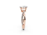 Oval Cut Diamond Twist Band Solitaire Set in Rose gold with Pavé Accents and Prong Setting