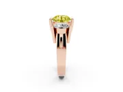 Round Channel-Set Three Stone Engagement Ring Setting for a Fancy Yellow Lab-Grown Diamond | Wide Flat Band | Rose Gold