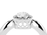 Pear Cut Diamond Halo Engagement Ring Set in Silver with Plain Split Shank and Prong Setting