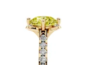 Round Floral Engagement Ring Setting for a Fancy Yellow Lab-Grown Diamond | Pavé Band | Yellow Gold