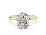 Oval Thin Solitaire Engagement Ring Setting | Straight Plain Band | Yellow Gold