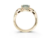 Princess Cut Bypass Solitaire Engagement Ring Setting for a Fancy Green Lab-Grown Diamond | Pavé Strands | Yellow Gold