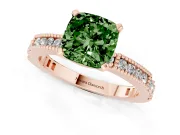 Cushion Cut Vintage Pavé Engagement Ring Setting for a Fancy Green Lab-Grown Diamond | Rose Gold