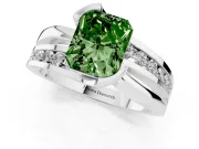 Radiant Cut Graduated Bypass Engagement Ring Setting for a Fancy Green Lab-Grown Diamond | Platinum