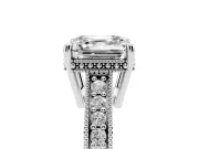 Asscher Cut Vintage Engraved Solitaire Engagement Ring Setting | Milgrain Pavé | Sterling Silver