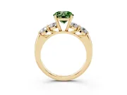 Round 5 Stone Engagement Ring Setting for a Fancy Green Lab-Grown Diamond | Yellow Gold