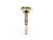 Pear-Shaped Rimmed Halo Engagement Ring Setting for a Fancy Green Lab-Grown Diamond | Yellow Gold