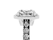 Asscher Cut Halo Engagement Ring Setting | Shared Prong Shoulders | Platinum
