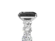 Emerald Cut Side Stone Engagement Ring Setting for a Black Center | Platinum