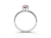 Pear-Shaped Three Row Pave Engagement Ring Setting for a Fancy Pink Lab-Grown Diamond | Double Claws | Sterling Silver