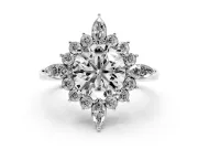Round Cluster Halo Engagement Ring Setting | Platinum