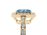 Emerald Cut Framed Halo Engagement Ring Setting for a Fancy Blue Lab-Grown Diamond | Yellow Gold