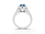 Radiant Cut Floral Halo Engagement Ring Setting for a Fancy Blue Lab-Grown Diamond | Pavé Split Shank | White Gold