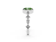 Oval Milgrain Bezel Engagement Ring Setting for a Fancy Green Lab-Grown Diamond | Sterling Silver