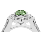 Pear-Shaped Large Accent Halo Engagement Ring Setting for a Fancy Green Lab-Grown Diamond | Graduated Pavé | White Gold