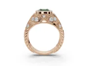 Asscher Cut Vintage Bezel Engagement Ring Setting for a Fancy Green Lab-Grown Diamond | Rose Gold