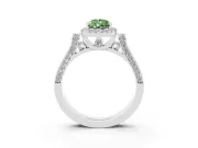 Pear-Shaped Halo Engagement Ring Setting for a Fancy Green Lab-Grown Diamond | Pavé Panel Shoulders | Platinum