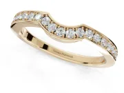 Round Lab-Grown Diamond Pavé Contour Wedding Band | Raised Rails | Yellow Gold