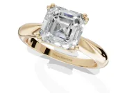 Princess Cut Tapered Solitaire Engagement Ring Setting | Double Claw Prongs | Yellow Gold