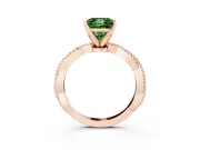Fancy Green Princess Cut Diamond Solitaire Ring Set in Rose gold with Twisted Band and Bead Prong Setting