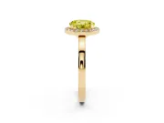 Fancy Yellow Round Cut Diamond Halo Ring Set in Yellow gold with Solitaire Band and Prong Setting