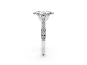 Marquise Graduated Pavé Solitaire Engagement Ring Setting | Wide Pavé Row Band | White Gold