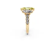 Marquise Three Stone Engagement Ring Setting for a Fancy Yellow Lab-Grown Diamond | Accented Shoulders | Yellow Gold