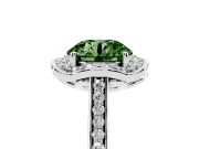 Round Petal Tip Halo Engagement Ring Setting for a Fancy Green Lab-Grown Diamond | Pavé Band | Sterling Silver