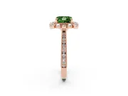 Princess Cut Scalloped Halo Engagement Ring Setting for a Fancy Green Lab-Grown Diamond | Milgrain Edges | Rose Gold