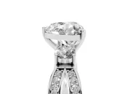 Three-Stone Heart Cut Diamond Twist Band Ring Set in White gold with Pavé Accents and Prong Setting