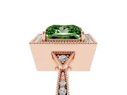 Princess Cut Milgrain Halo Engagement Ring Setting for a Fancy Green Lab-Grown Diamond | Graduated Pavé | Rose Gold