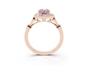 Oval Halo Engagement Ring Setting for a Fancy Pink Lab-Grown Diamond | Bezel Stations | Rose Gold