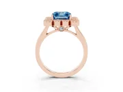 Asscher Cut Milgrain Cluster Halo Engagement Ring Setting for a Fancy Blue Lab-Grown Diamond | Plain Band | Rose Gold