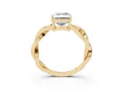 Asscher Cut Twisted Pavé Solitaire Engagement Ring Setting | Open Basket | Yellow Gold