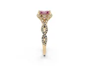 Asscher Cut Milgrain Halo Engagement Ring Setting for a Fancy Pink Lab-Grown Diamond | Graduated Shoulders | Yellow Gold