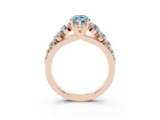 Marquise Graduated Side Stone Engagement Ring Setting for a Fancy Blue Lab-Grown Diamond | Flat Top Band | Rose Gold