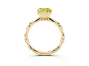 Fancy Yellow Heart Cut Diamond Solitaire Ring Set in Yellow gold with Bamboo Band and Prong Setting