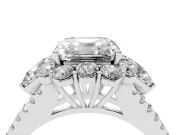 Asscher Cut Diamond Halo Split Shank Engagement Ring Set in White gold with Prong-Held Center Stone