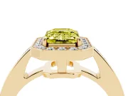 Emerald Cut Framed Halo Engagement Ring Setting for a Fancy Yellow Lab-Grown Diamond | Yellow Gold