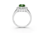 Princess Cut Graduated Milgrain Halo Engagement Ring Setting for a Fancy Green Lab-Grown Diamond | Sterling Silver