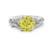 Round Leaf Solitaire Engagement Ring Setting for a Fancy Yellow Lab-Grown Diamond | Sterling Silver