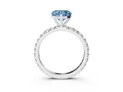 Fancy Blue Heart Cut Diamond Pavé Solitaire Ring Set in Silver with Round Band and Prong Setting